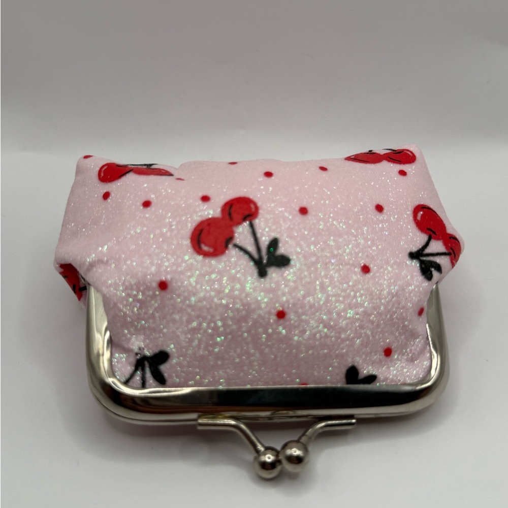 Cherry Print Pink Coin Purse - Picture 2 of 2